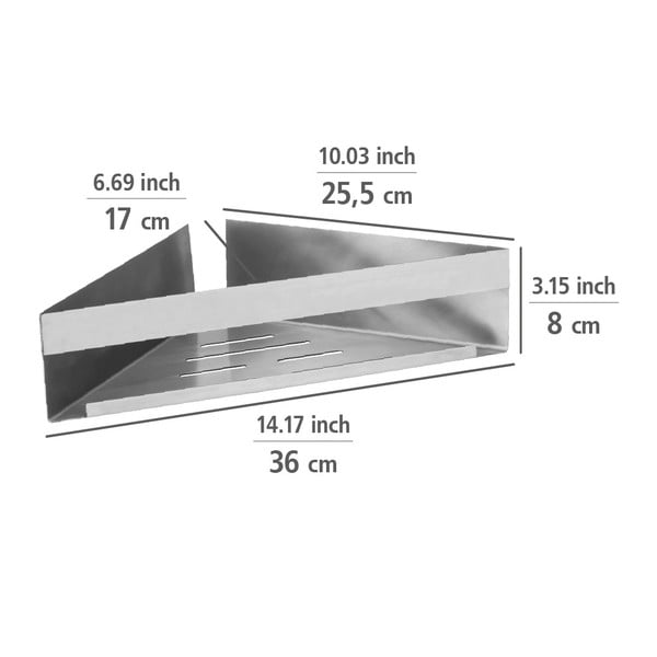 Narożna samoprzylepna półka łazienkowa ze stali nierdzewnej w kolorze matowego srebra Genova – Wenko-image-2