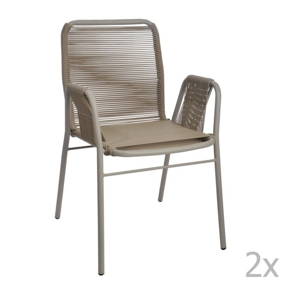 Zestaw 2 szaro-beżowych krzeseł J-Line Elast