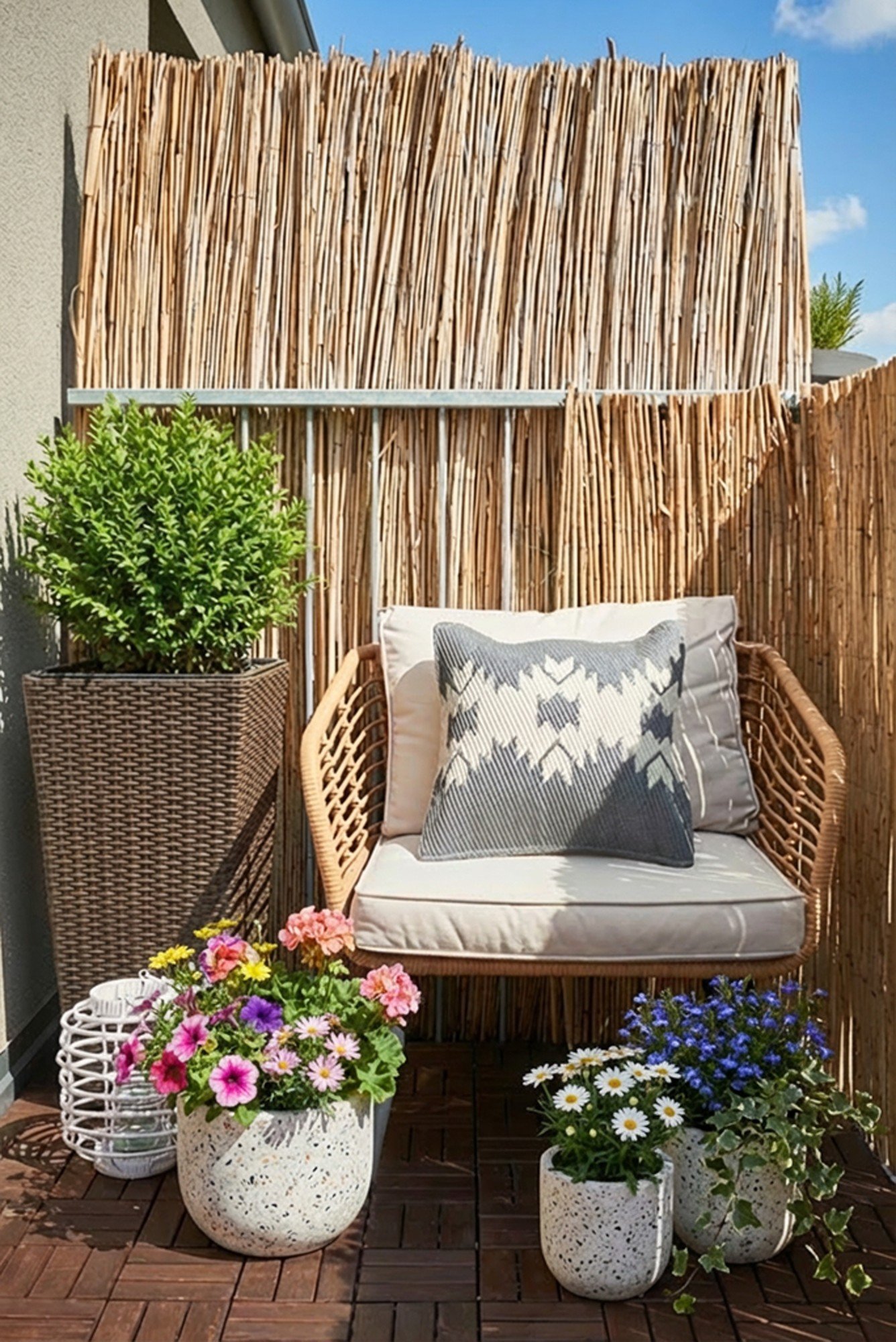 Więcej prywatności? Osłoń się parawanem z bambusa lub trzciny, który dodatkowo sprawi, że będzie przytulnie.