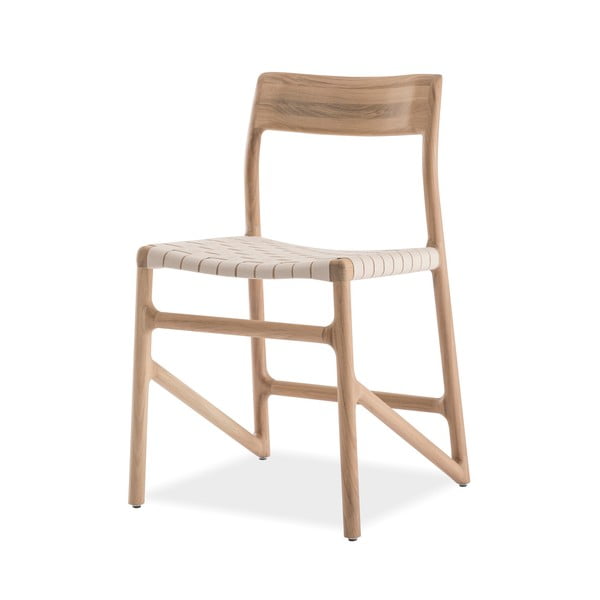 Krzesło z litego drewna dębowego z białym siedziskiem Gazzda Fawn