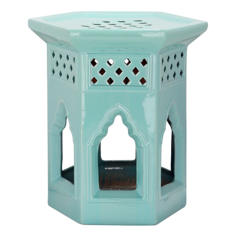 Turkusowy stolik porcelanowy odpowiedni na zewnątrz Moroccan Light Aqua