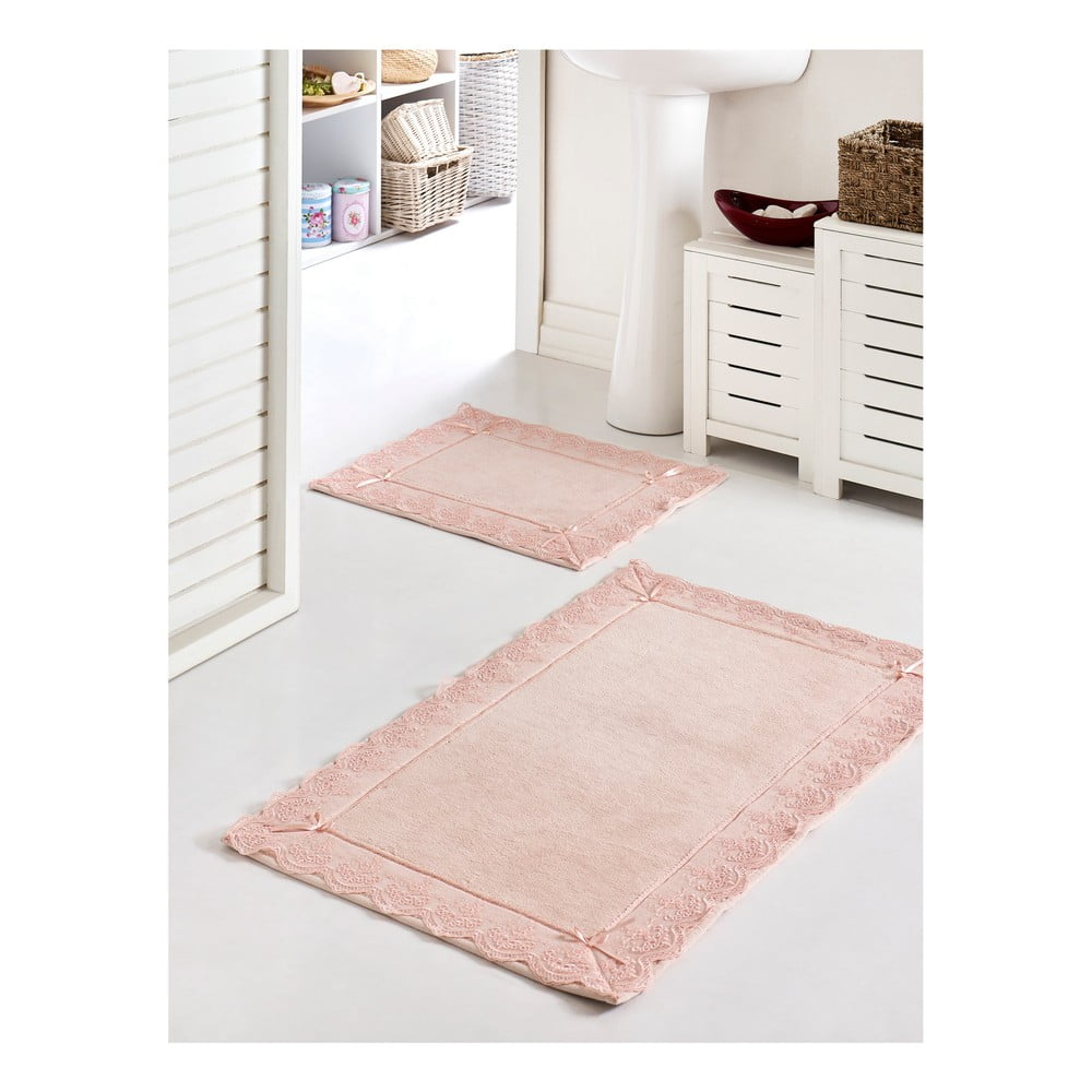 Zestaw 2 pudroworóżowych dywaników łazienkowych Special