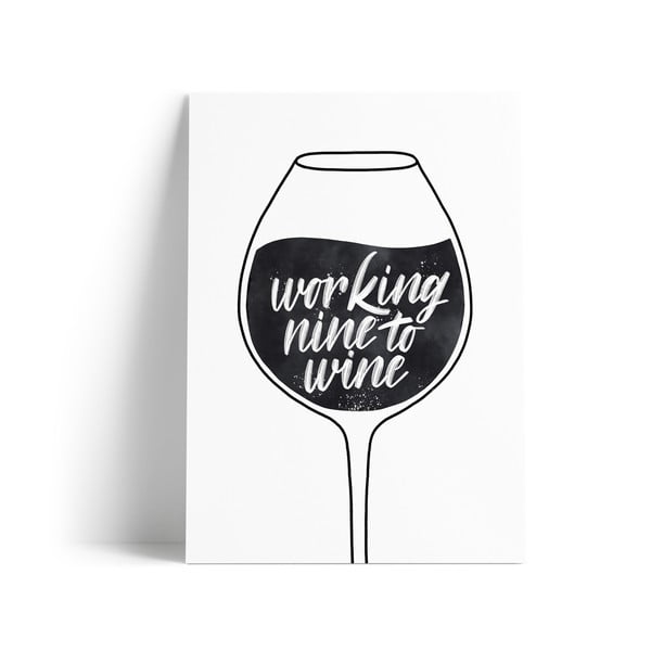 Kartka z nadrukiem Working Nine to Wine Printintin, format A4