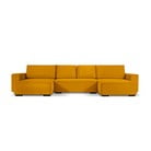 Żółta sztruksowa rozkładana sofa w kształcie "U" Mazzini Sofas Azalea