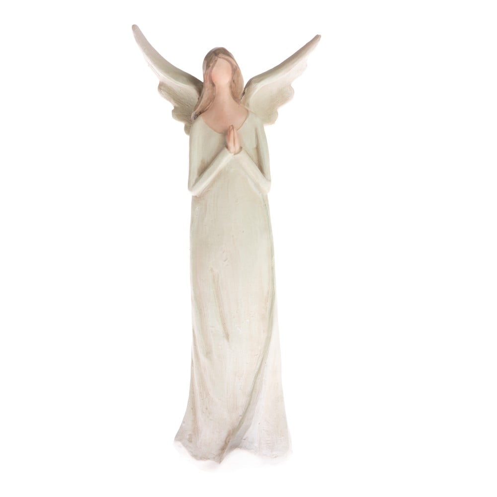 Beżowa dekoracyjna figurka Dakls Praying Angel, wys. 14,5 cm