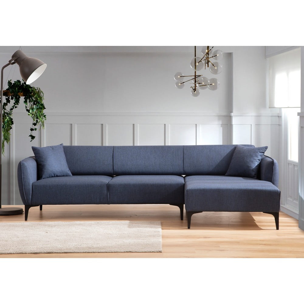 Niebieska sofa narożna Belissimo, prawy narożnik – Balcab Home