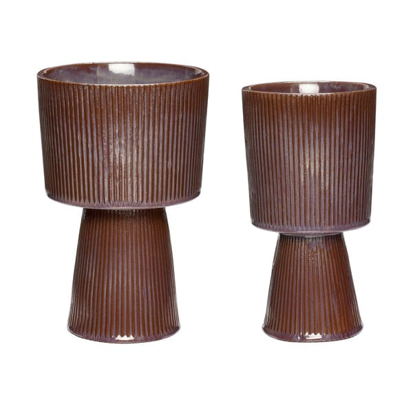 Zestaw 2 fioletowo-brązowych ceramicznych doniczek Hübsch Pot