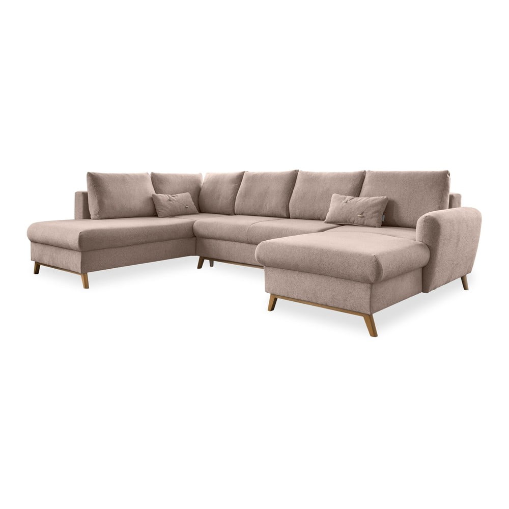 Beżowa rozkładana sofa w kształcie litery "U" Miuform Scandic Lagom, lewostronna