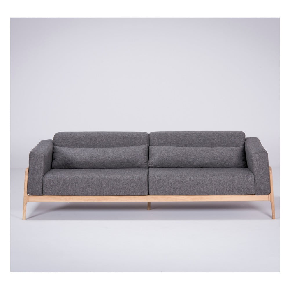 Ciemnoszara sofa z konstrukcją z drewna dębowego Gazzda Fawn, 240 cm