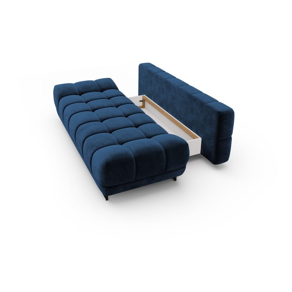 Granatowa 3-osobowa sofa rozkładana z aksamitnym obiciem Windsor & Co Sofas Cirrus