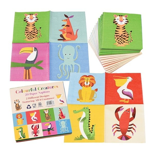Zestaw 20 papierowych serwetek Rex London Colourful Creatures