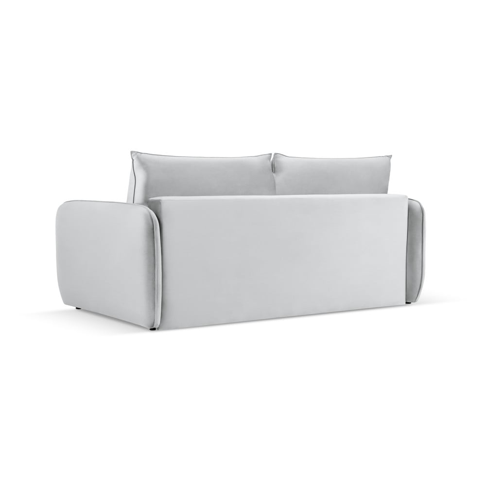 Jasnoszara aksamitna rozkładana sofa 214 cm Vienna – Cosmopolitan Design