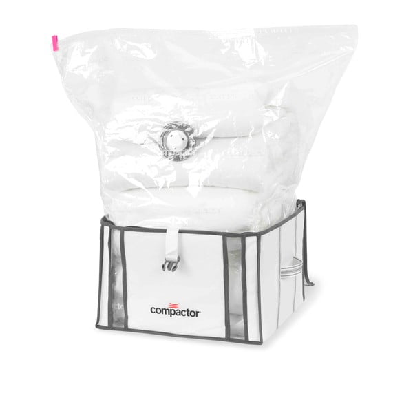 Zestaw 2 białych organizerów z workiem próżniowym Compactor Life 3D Vacuum Bag, 40x25 cm