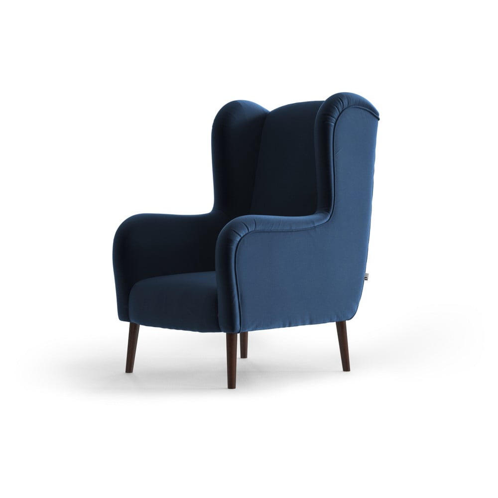 Niebieski aksamitny fotel uszak My Pop Design Muette