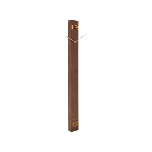 Brązowy drewniany zegar ścienny Karlsson Discreet Long, 7,7x90 cm