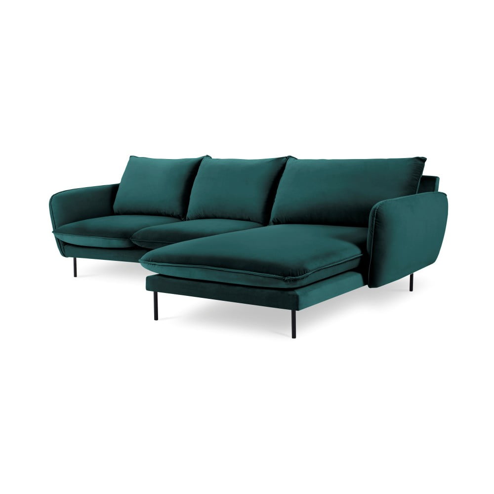 Morska narożna aksamitna sofa prawostronna Cosmopolitan Design Vienna
