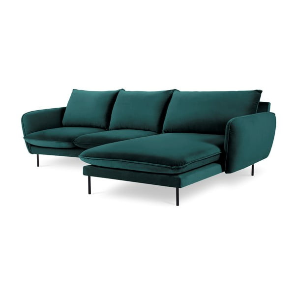 Morska narożna aksamitna sofa prawostronna Cosmopolitan Design Vienna