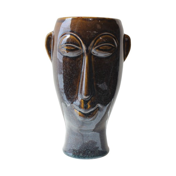 Ciemnobrązowy porcelanowy wazon PT LIVING Mask, wys. 27,2 cm