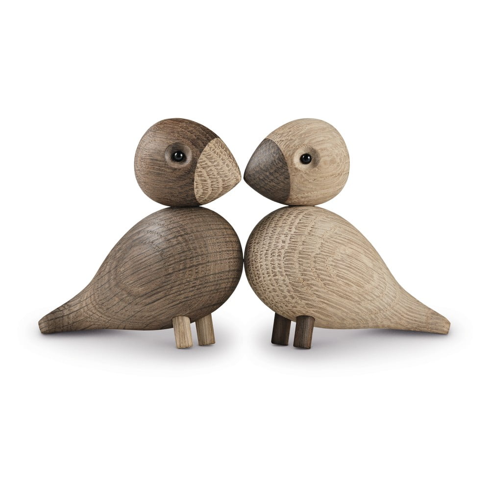 Zestaw 2 figurek z litego drewna dębowego Kay Bojesen Denmark Lovebirds