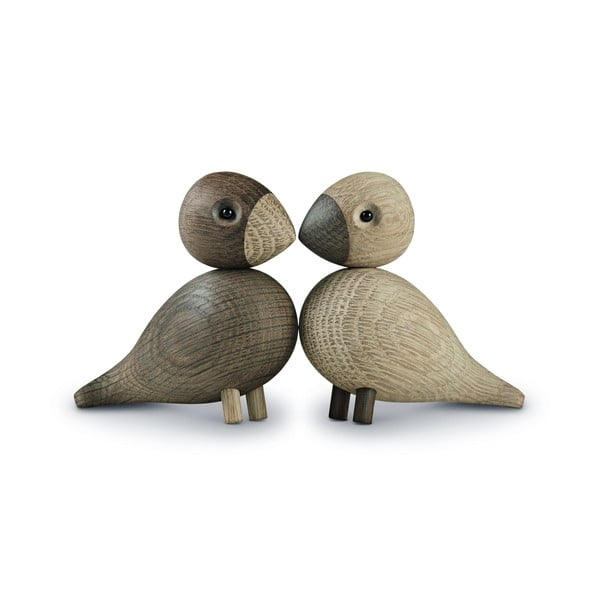 Zestaw 2 figurek z litego drewna dębowego Kay Bojesen Denmark Lovebirds