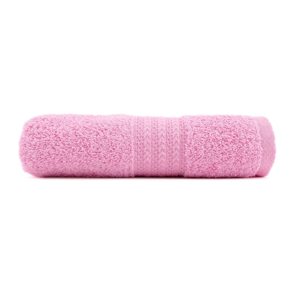 Różowy ręcznik z czystej bawełny Sunny, 50x90 cm