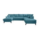 Turkusowa rozkładana sofa w kształcie litery "U" Miuform Charming Charlie, prawostronna