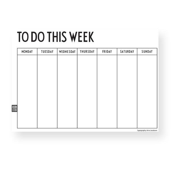 Biały tygodniowy planer Design Letters Weekly