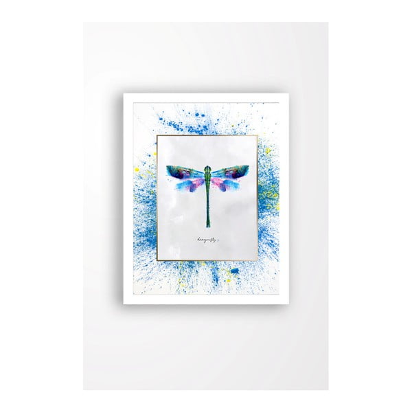 Obraz na płótnie w białej ramie Tablo Center Dragonfly, 29x24 cm