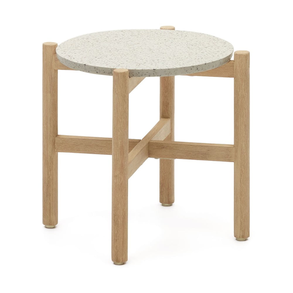 Фото - Журнальний столик Kave Home Okrągły stolik z blatem z lastryko ø 54,5 cm Pola –  naturalny 