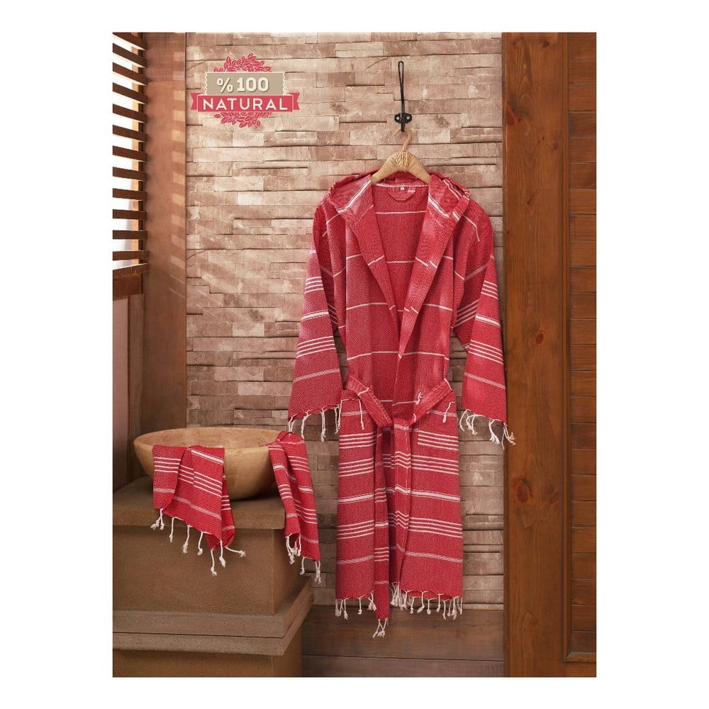 Zestaw szlafrok i ręcznik Sultan Red, L/XL