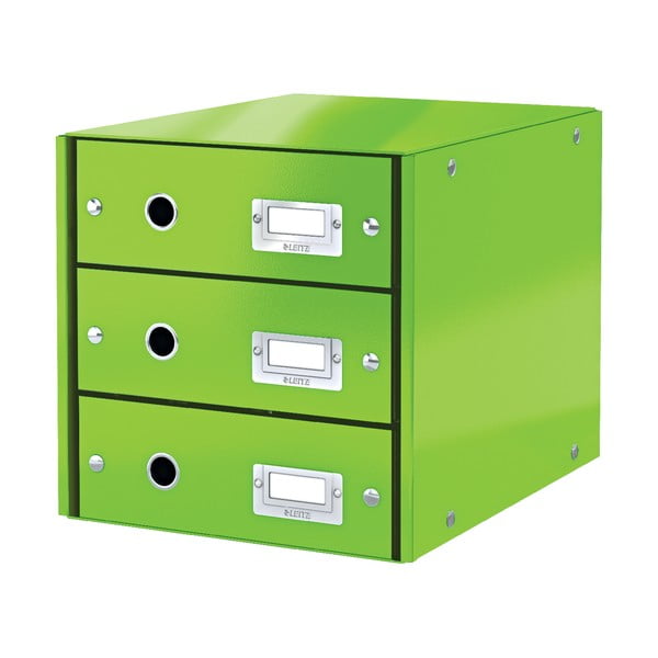Zielony pojemnik z 3 szufladami Leitz Office, 36x29x28 cm