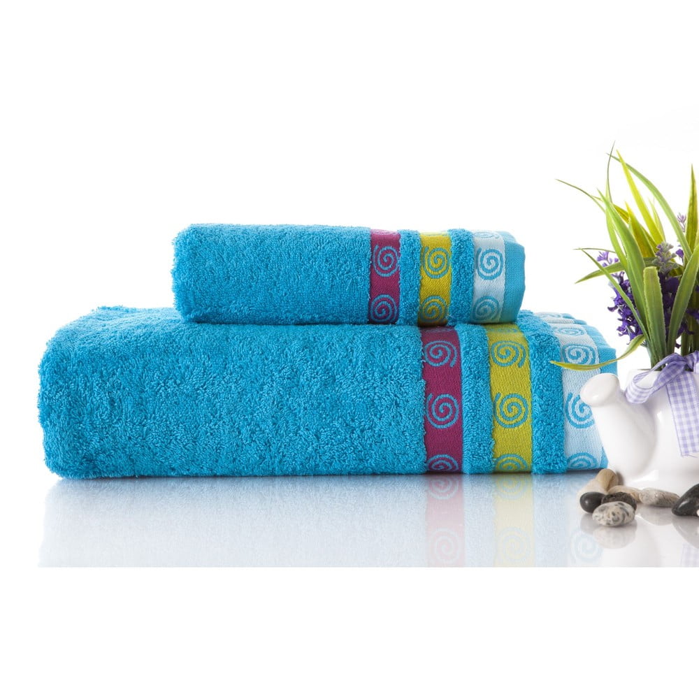 Zestaw 2 ręczników Truva Turquoise, 90x150 i 50x90 cm
