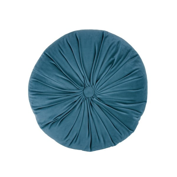 Niebieska aksamitna poduszka dekoracyjna Tiseco Home Studio Velvet, ø 38 cm