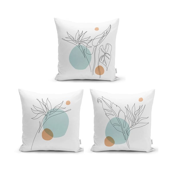 Zestaw 3 poszewek na poduszki Minimalist Cushion Covers Drawing Modern, 45x45 cm