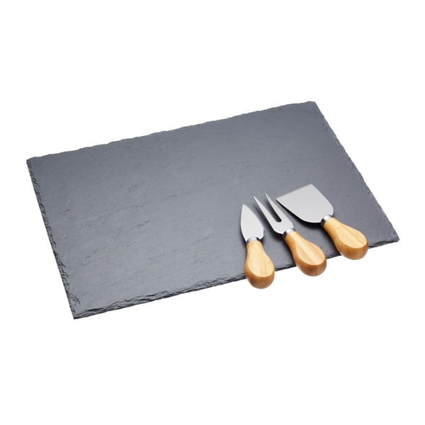 Zestaw noży do sera i łupkowej deski do krojenia Kitchen Craft, 35x25 cm