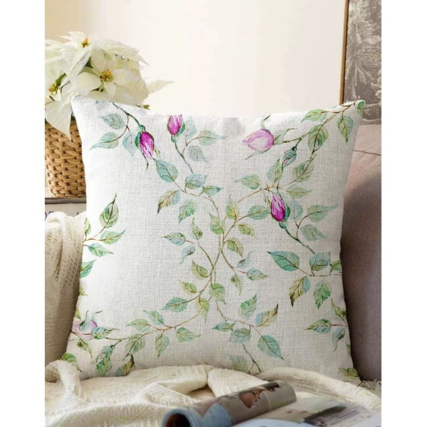 Beżowa poszewka na poduszkę z domieszką bawełny Minimalist Cushion Covers Roses, 55x55 cm
