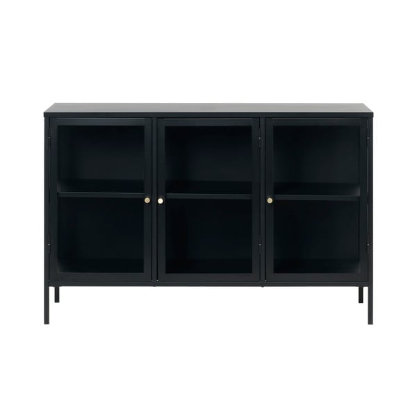 Czarna witryna Unique Furniture Carmel, dł. 132 cm