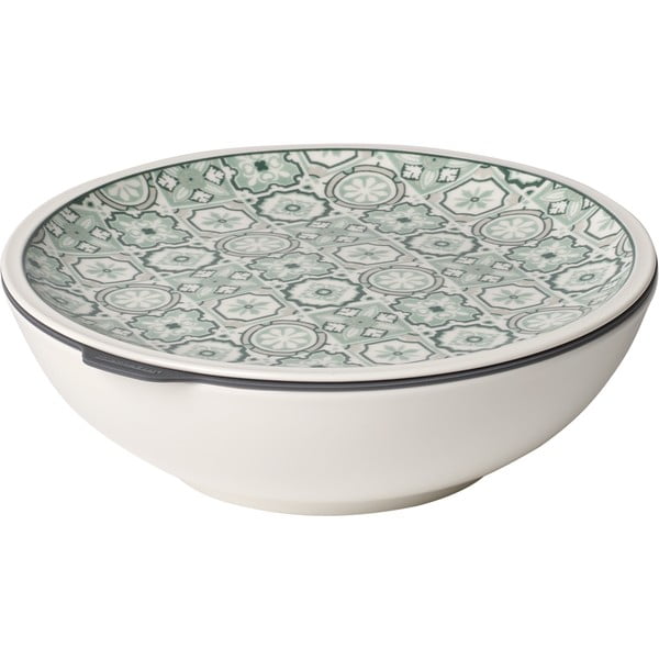 Zielono-biały porcelanowy pojemnik na żywność Villeroy & Boch Like To Go, ø 21 cm