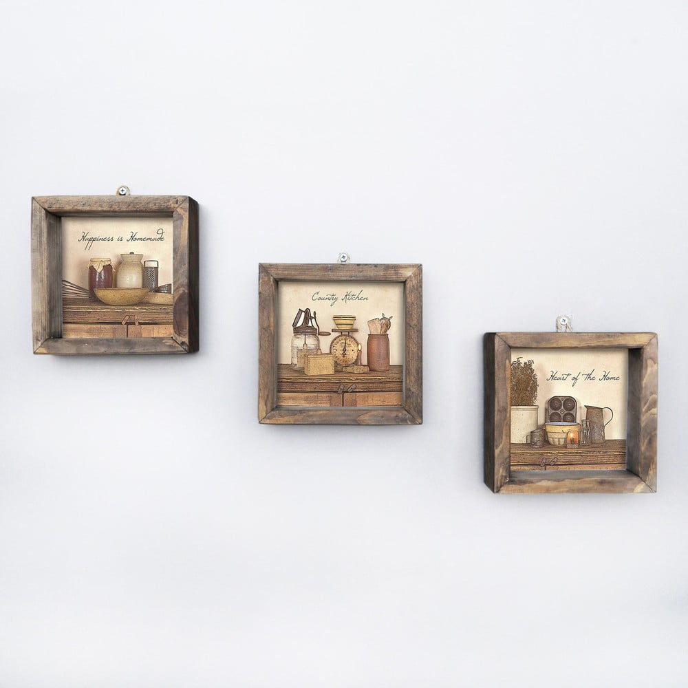Zdjęcia - Obraz  zestaw 3 szt. 15x15 cm – Wallity beżowy,brązowy