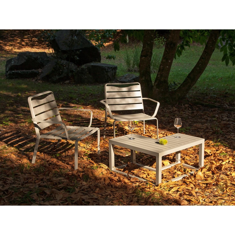 Zestaw 2 aluminiowych krzeseł ogrodowych i narożnego stolika Ezeis Spring