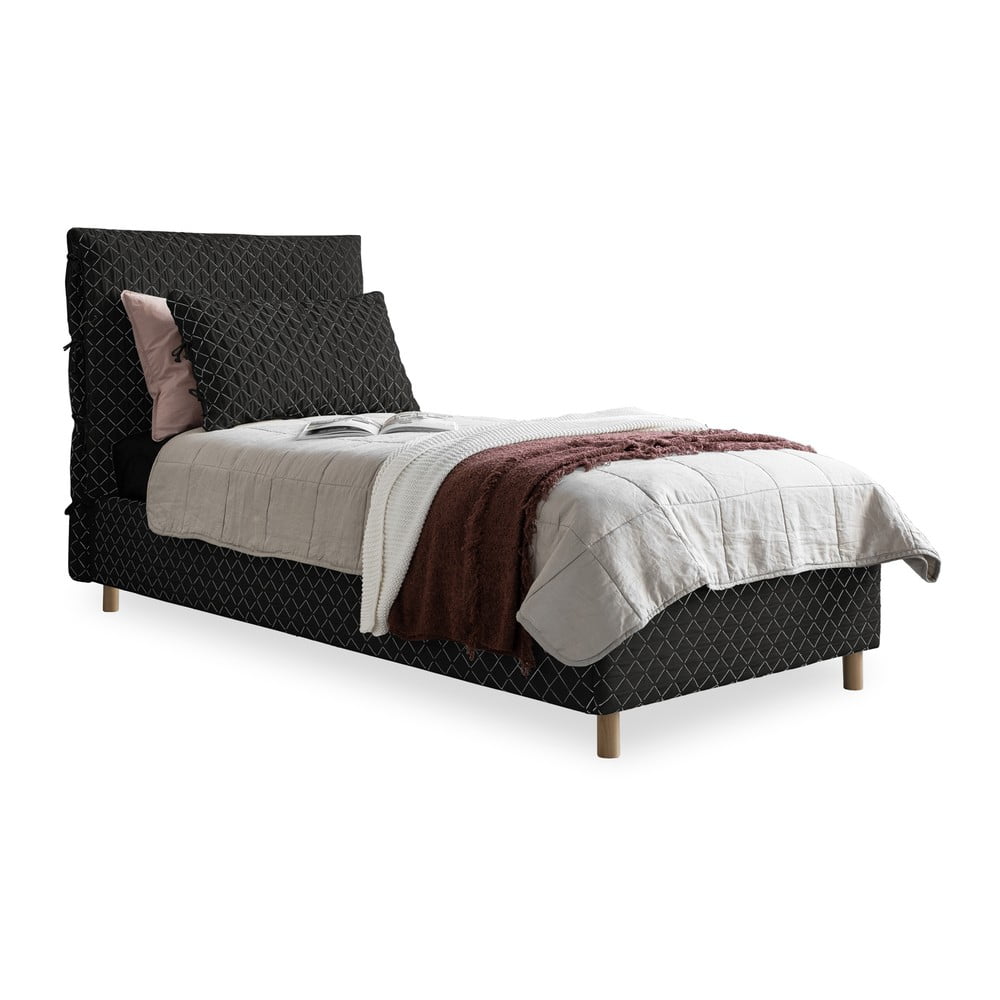 Фото - Каркас для ліжка Sleepy Czarne tapicerowane łóżko jednoosobowe ze stelażem 90x200 cm  Luna – 