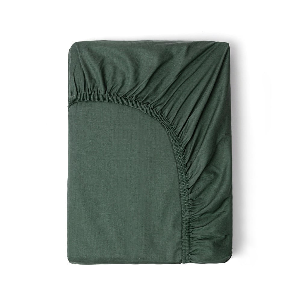 Zdjęcia - Pościel Oliwkowozielone elastyczne prześcieradło z satyny bawełnianej HIP, 160x200