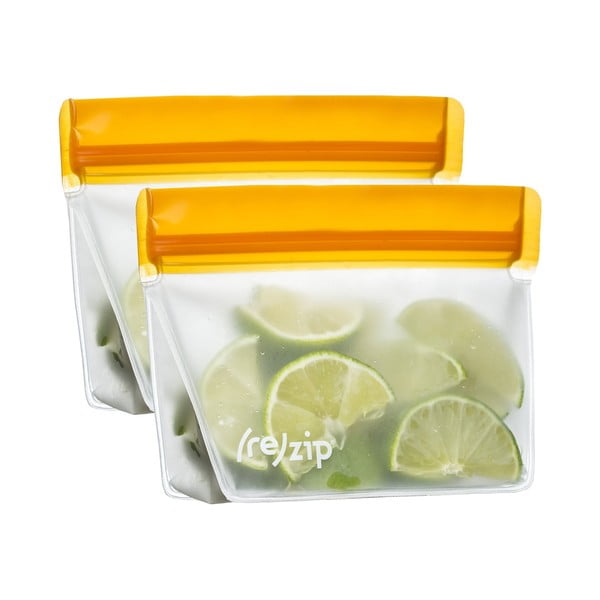 Zestaw 2 pomarańczowych torebek na żywność (re)zip Essential, 230 ml