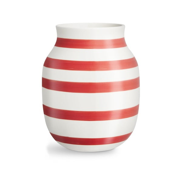 Biało-czerwony ceramiczny wazon w paski Kähler Design Omaggio, wys. 20,5 cm