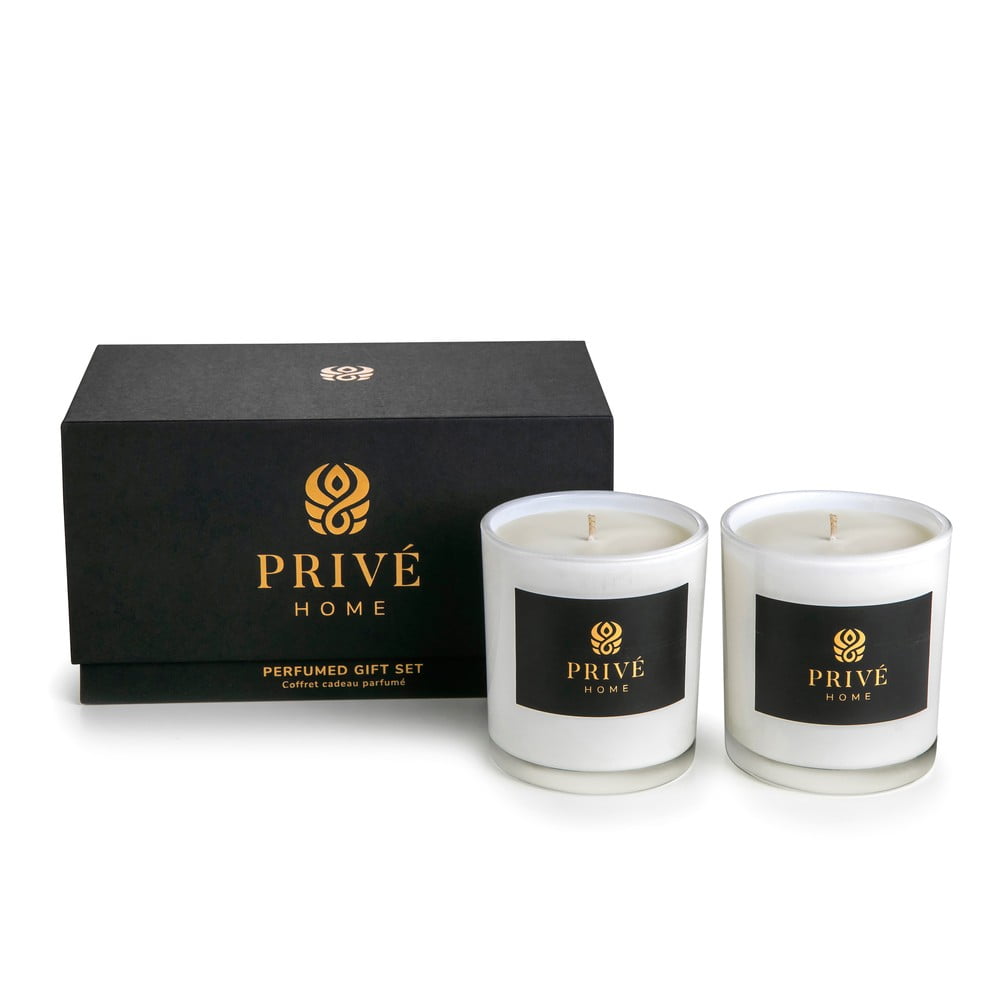 Zestaw 2 białych świec zapachowych Privé Home Mûre-Musc/Rose Pivoine