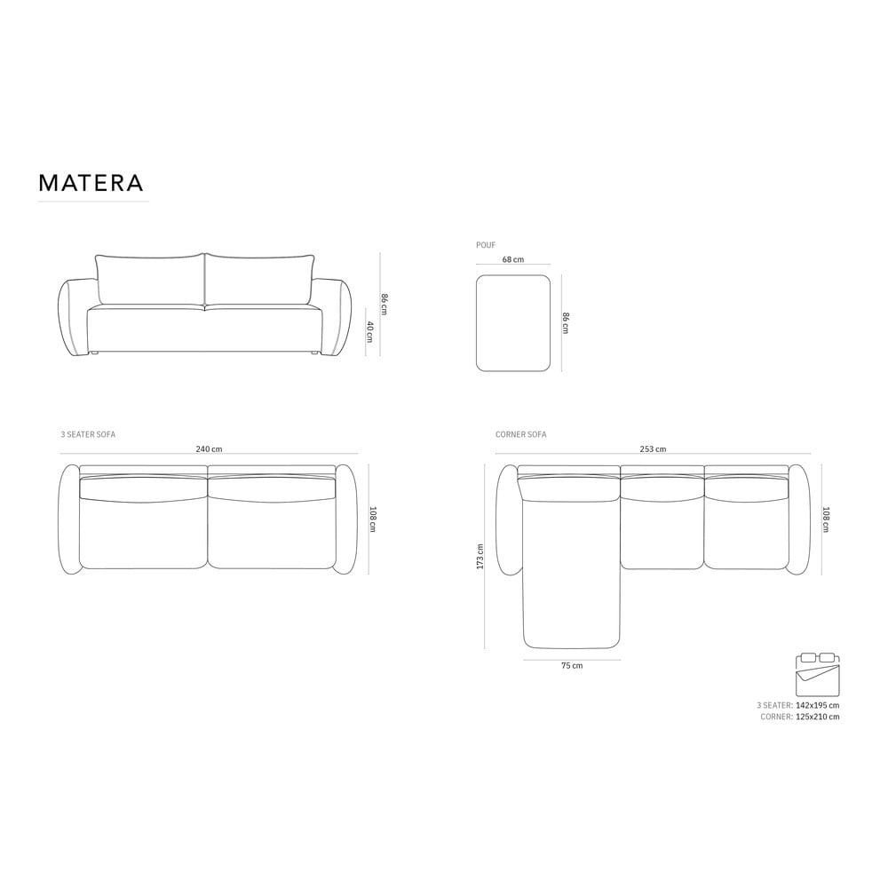 Beżowy narożnik (lewostronny) Matera – Cosmopolitan Design