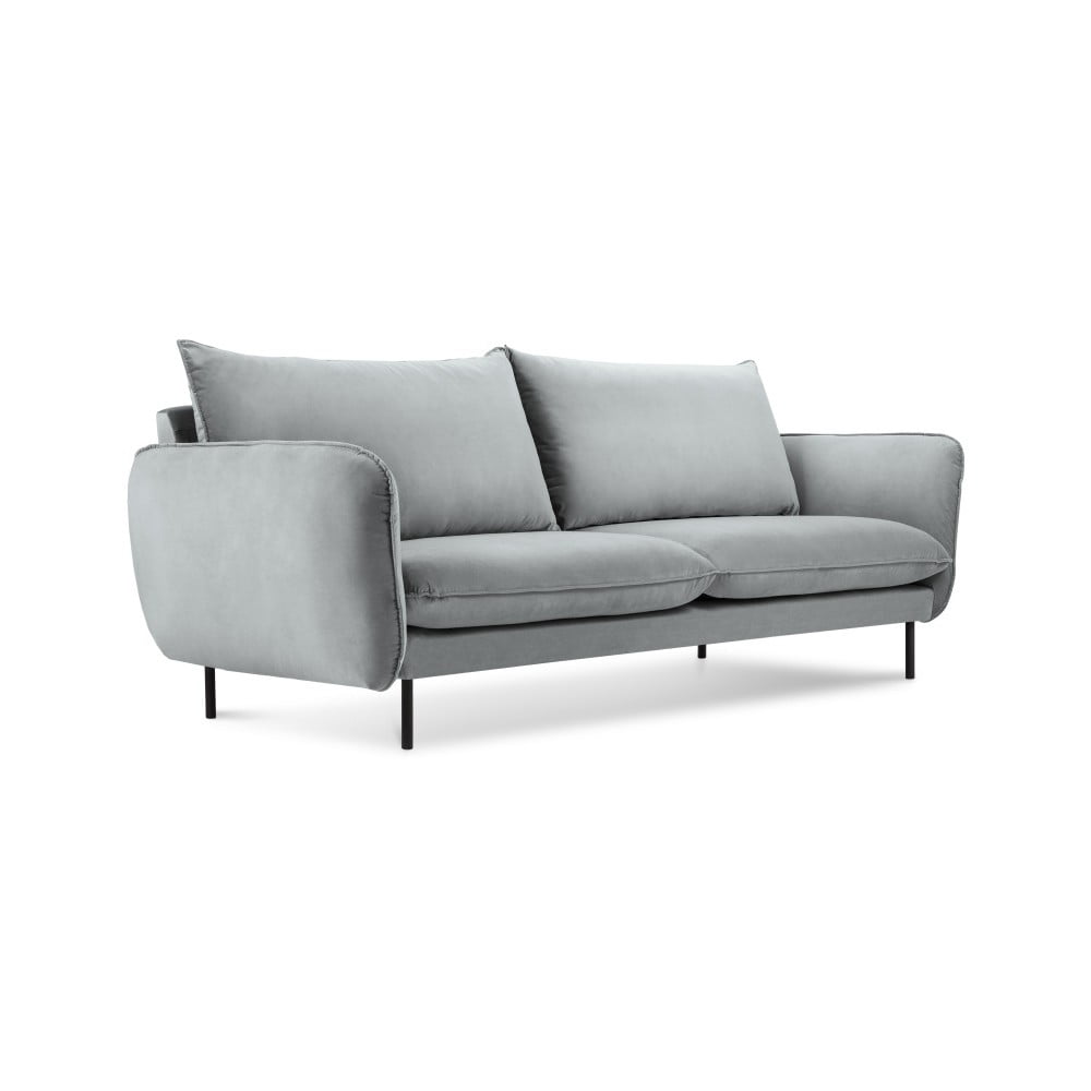 Jasnoszara aksamitna sofa Cosmopolitan Design Vienna, 160 cm