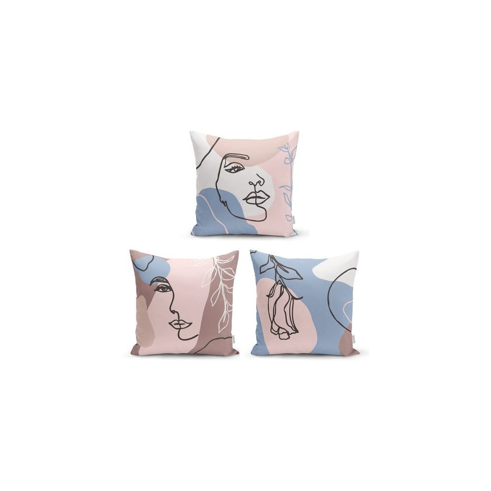 Zestaw 3 dekoracyjnych poszewek na poduszki Minimalist Cushion Covers Minimalist Woman, 45x45 cm