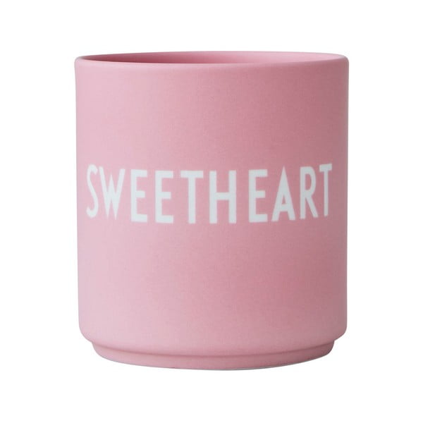 Różowy porcelanowy kubek Design Letters Sweetheart, 300 ml