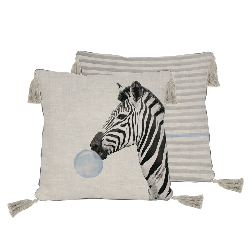 Poduszka z domieszką lnu Little Nice Things Zebra, 45x45 cm